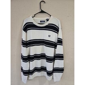 Vintage Chaps Sweater, Navy Blue/White Stripe, Size Large... Has Defects